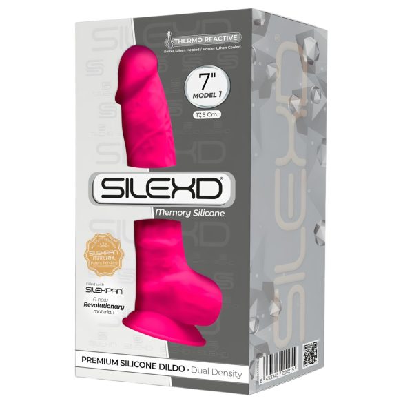 Silexd 7 - dildo med sugekop og testikler - 17,5cm pink
