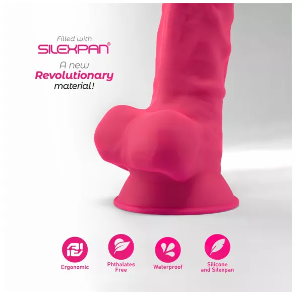 Silexd 7 - dildo med sugekop og kugler - 17,5 cm (pink)