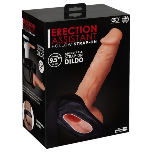 Erektionshjælper - hul påspændingsdildo (naturlig)
