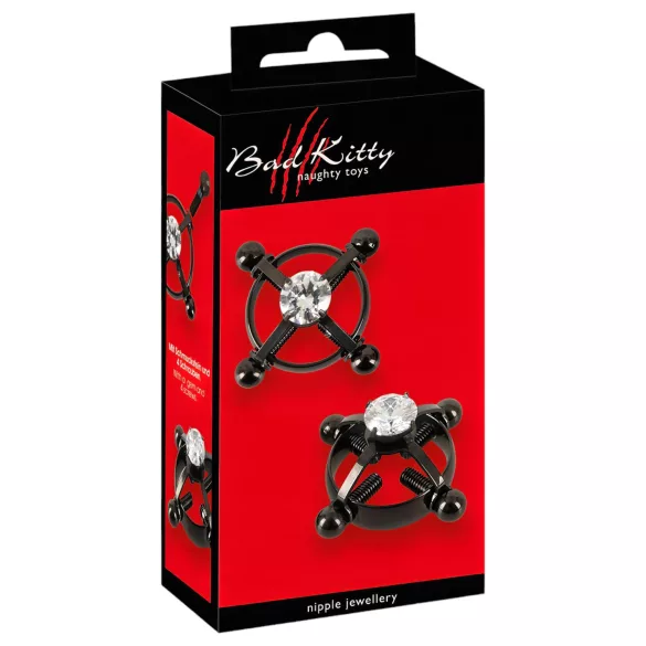 Bad Kitty - snoet brystvorte smykke (strass) - sort