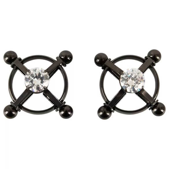 Bad Kitty - snoet brystvorte smykke (strass) - sort
