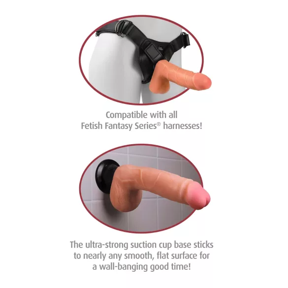 Real Feel Deluxe No.9 - realistisk dildo med testikler - hudfarvet