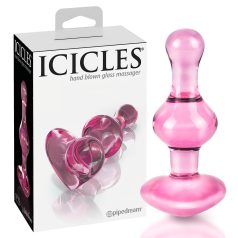 Icicles No. 75 - analplug i glas med hjerte - pink