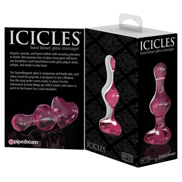 Icicles No. 75 - analplug i glas med hjerte - pink