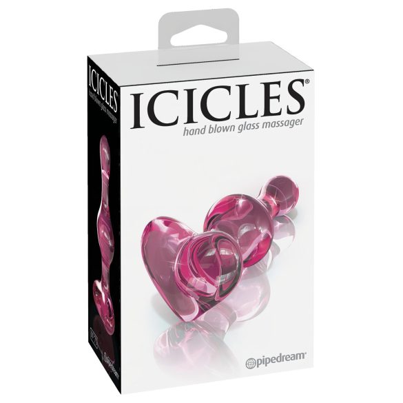 Icicles No. 75 - analplug i glas med hjerte - pink