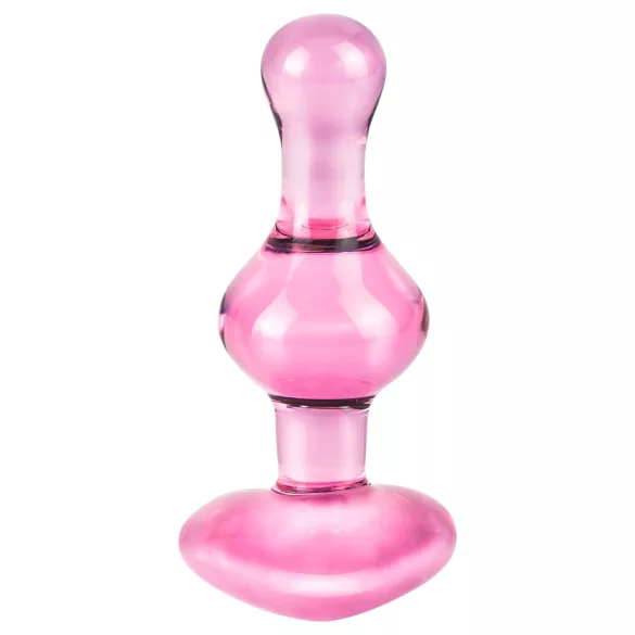 Icicles No. 75 - analplug i glas med hjerte - pink