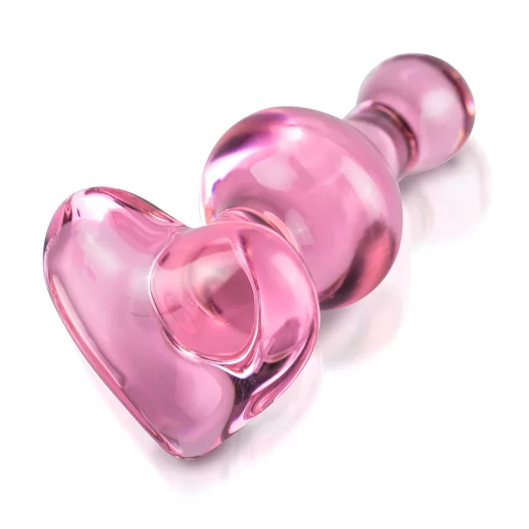 Icicles No. 75 - analplug i glas med hjerte - pink