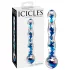 Icicles No. 08 - glasdildo dobbeltender bølget - gennemsigtig/blå