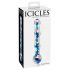 Icicles Nr. 08 - buet, dobbeltender, glasdildo (gennemsigtig-blå)