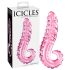 Icicles No. 24 - rillet glasdildo med tunge (pink)