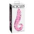 Icicles No. 24 - rillet glasdildo med tunge (pink)