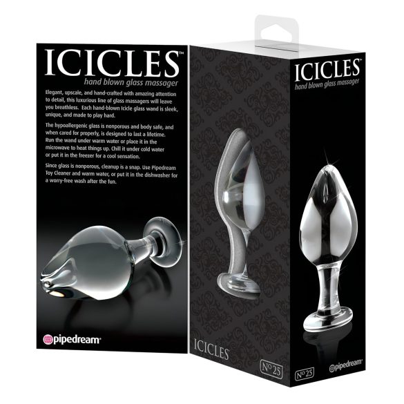 Icicles No. 25 - analplug - konisk form - glas - gennemsigtig