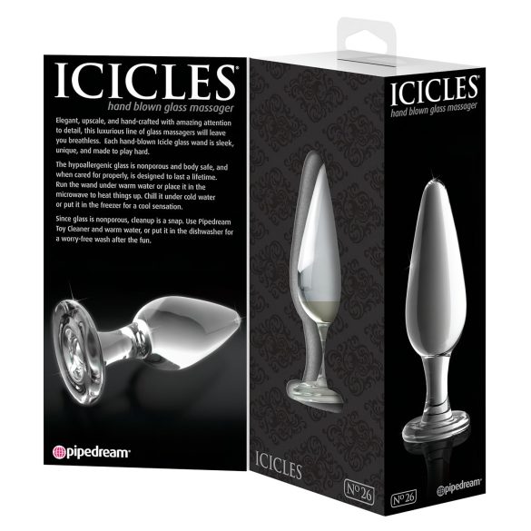 Icicles No. 26 - analplug i glas - konisk - gennemsigtig