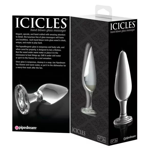 Icicles No. 26 - kegleformet analplug i glas (gennemsigtig)