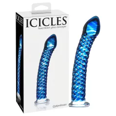 Icicles No. 29 - spiral glasdildo - penisformet - blå