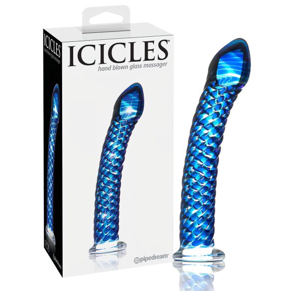 Icicles No. 29 - spiral, penis glasdildo (blå)