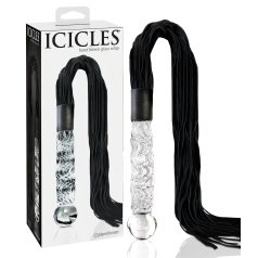 Icicles No. 38 - glasdildo og læderpisk - transparent/sort