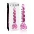 Icicles No. 43 - glasdildo med perler og hjerte - pink