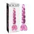 Icicles No. 43 - glasdildo med perler og hjerte - pink