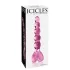 Icicles No. 43 - glasdildo med perler og hjerte - pink