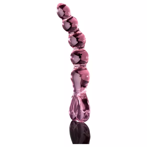 Icicles No. 43 - glasdildo med perler og hjerte - pink