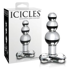   Icicles No. 47 - analplug med tre kugler - glas - gennemsigtig