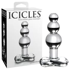   Icicles No. 47 - analplug med tre kugler - glas - gennemsigtig