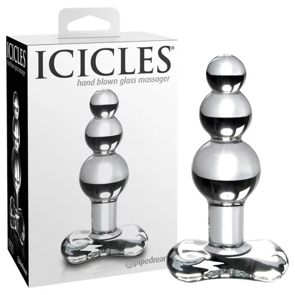 Icicles No. 47 - analplug med tre kugler - glas - gennemsigtig