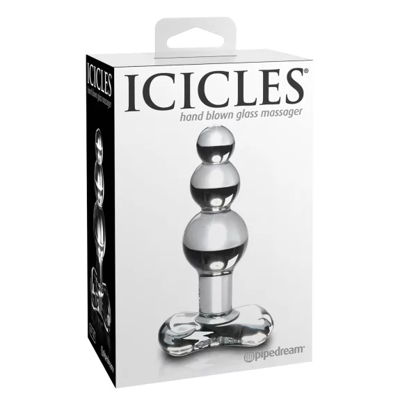 Icicles No. 47 - analplug med tre kugler - glas - gennemsigtig