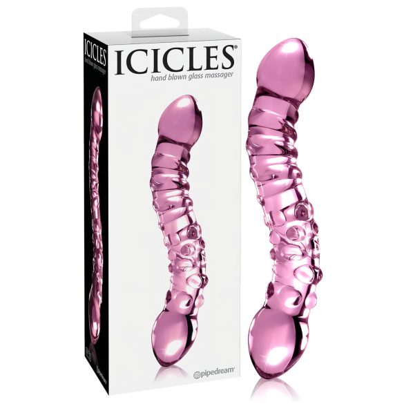 Icicles No. 55 - dobbeltender dildo - G-punkt - glas - pink