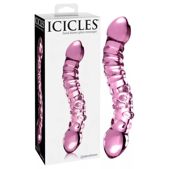 Icicles No. 55 - dobbeltender dildo - G-punkt - glas - pink