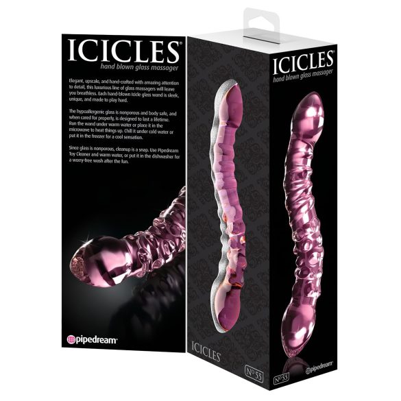 Icicles No. 55 - dobbeltender dildo - G-punkt - glas - pink