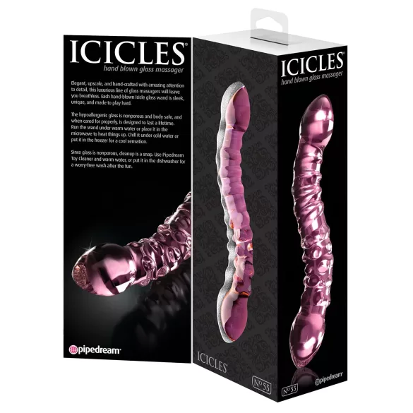 Icicles No. 55 - dobbeltender dildo - G-punkt - glas - pink