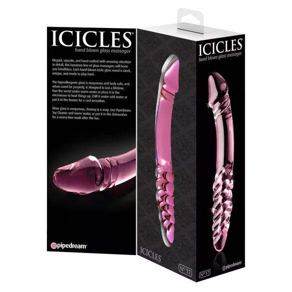 Icicles No. 57 - dobbelt dildo med penisform - glas - pink