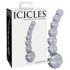 Icicles No. 66 - glasdildo med buet form og kugler - gennemsigtig