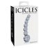 Icicles No. 66 - glasdildo med buet form og kugler - gennemsigtig