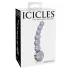 Icicles No. 66 - glasdildo med buet form og kugler - gennemsigtig