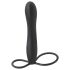 Fetish Dobbeltrussel – dildo med penis- og herrestreng (sort)