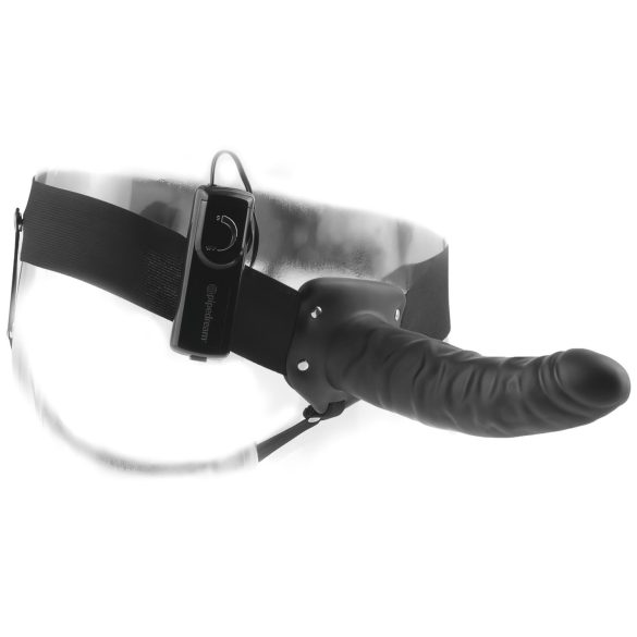 Fetish Strap-On 8 - justerbar, hul vibrator (sort)