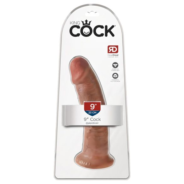 King Cock 9 - naturtro dildo med sugekop (23cm) - mørk naturlig