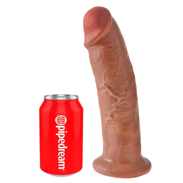 King Cock 10 - stor dildo med sugekop (25 cm) - mørk naturfarve