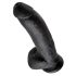 King Cock 9 - Stor sugekop dildo med testikler (23 cm) - Sort