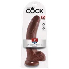 King Cock - dildo med sugekop og kugler - 23cm - brun