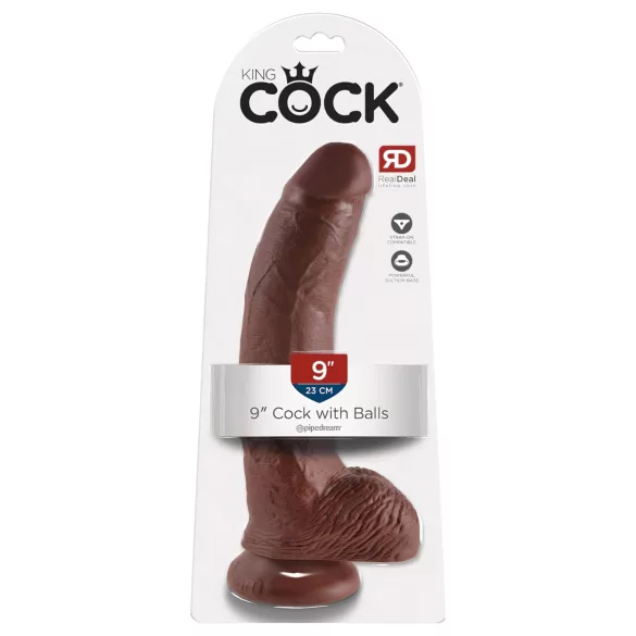 King Cock - dildo med sugekop og kugler - 23cm - brun