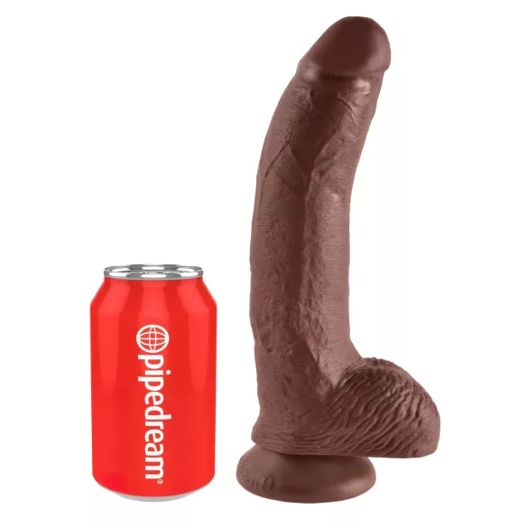 King Cock - dildo med sugekop og kugler - 23cm - brun