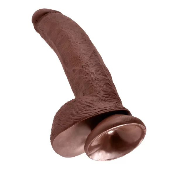 King Cock - dildo med sugekop og kugler - 23cm - brun