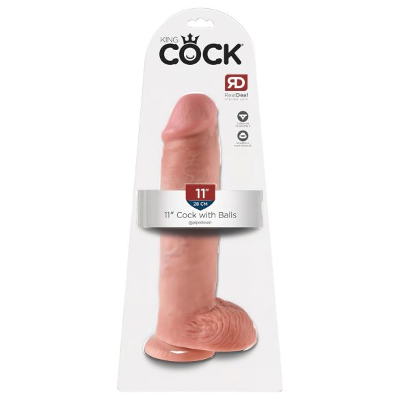 King Cock 11 - sugekopdildo med testikler (28 cm) - naturlig