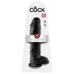 King Cock - dildo med testikler og sugekop - 28cm - sort