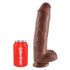King Cock 11 - stor dildo med sugekop og testikler (28cm) - brun