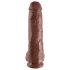 King Cock 11 - stor dildo med sugekop og testikler (28cm) - brun
